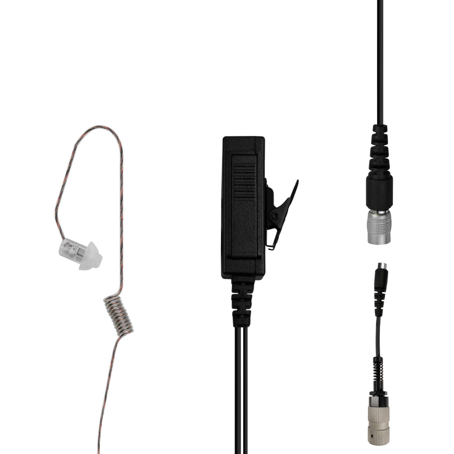 Patrol Mic & Invisible Series Tubeless Earpiece Complete Tactical Kit w/ Quick Disconnect (Hirose) - Harris, Thales, Tri, PRC, Falcon Series, MBITR Series, (6 Pin NATO U229/U329 Connector)