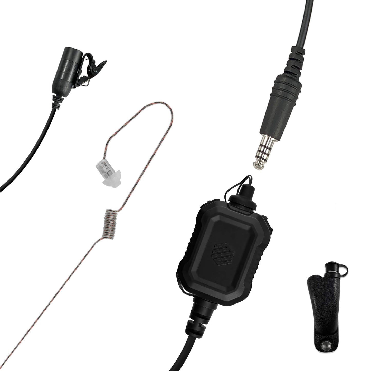 Tactical Mic / Invisible Tubeless Earpiece / Tactical PTT Kit w/ Quick Disconnect (Hirose) Adapter- Motorola: APX (Apex) Series, XPR Series, SRX2200, & More
