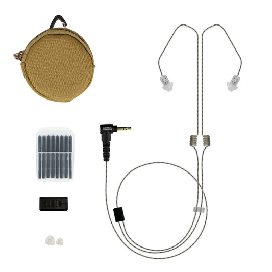 Invisible Series Mic/Dual Earpiece Upgrade Kit- Tubeless Covert/Tactical Radio Earpiece Ambidextrous- Tubeless Earpiece & Acoustic Tube Kit Converter