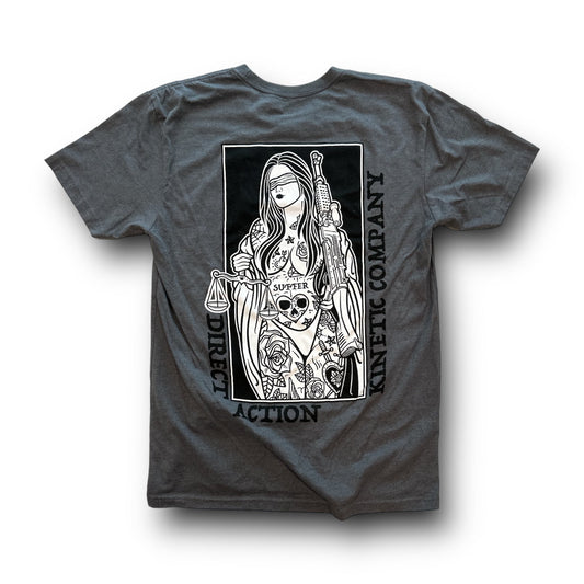 "BLIND JUSTICE" TEE (HEATHER CHARCOAL)