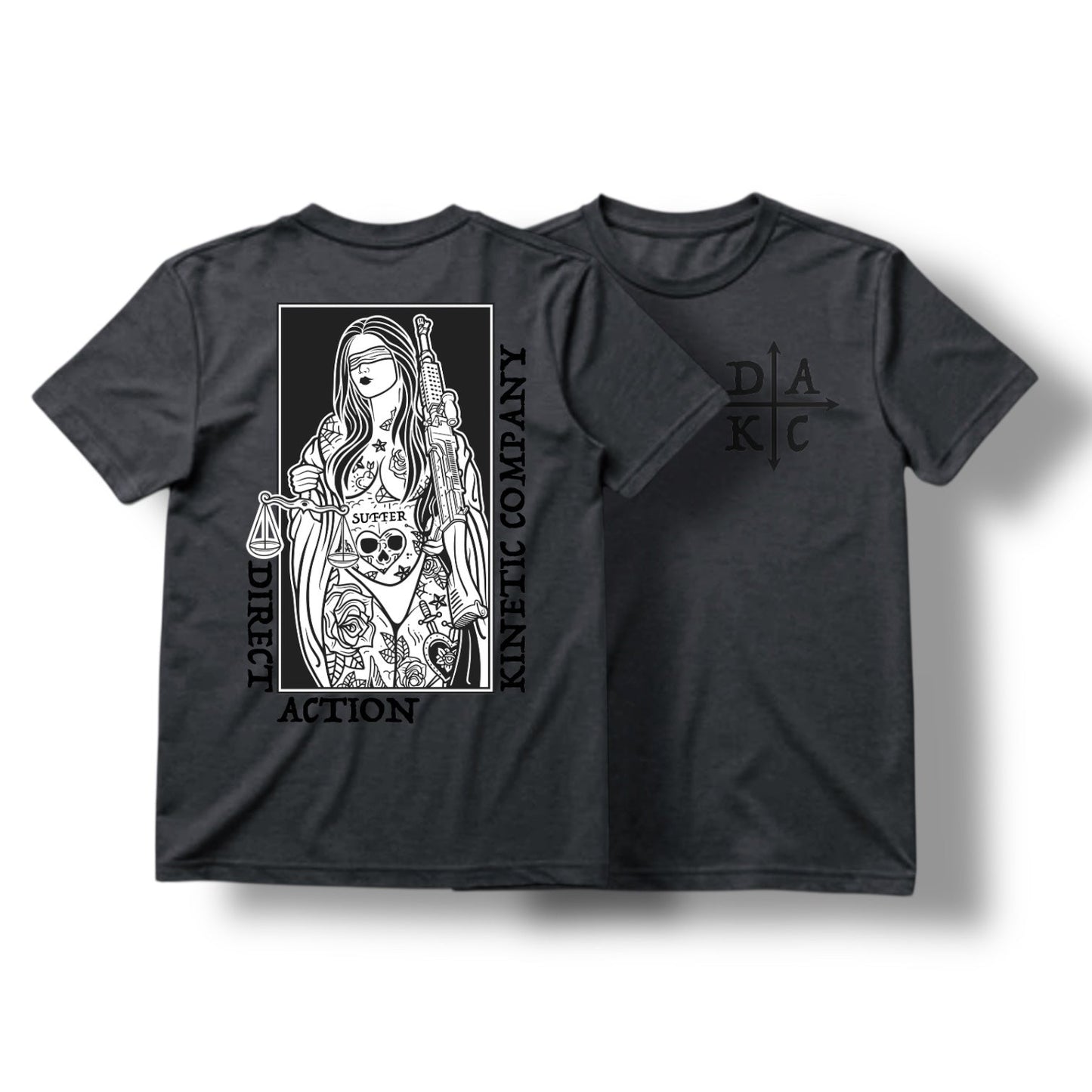 "BLIND JUSTICE" TEE (HEATHER CHARCOAL)