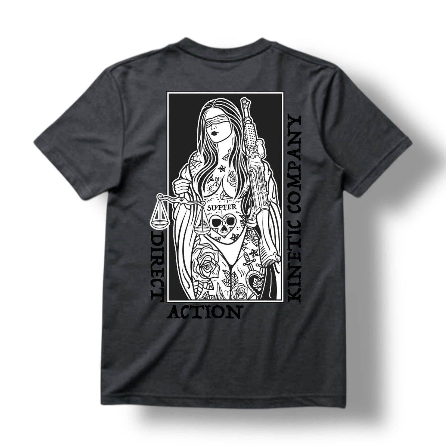 "BLIND JUSTICE" TEE (HEATHER CHARCOAL)