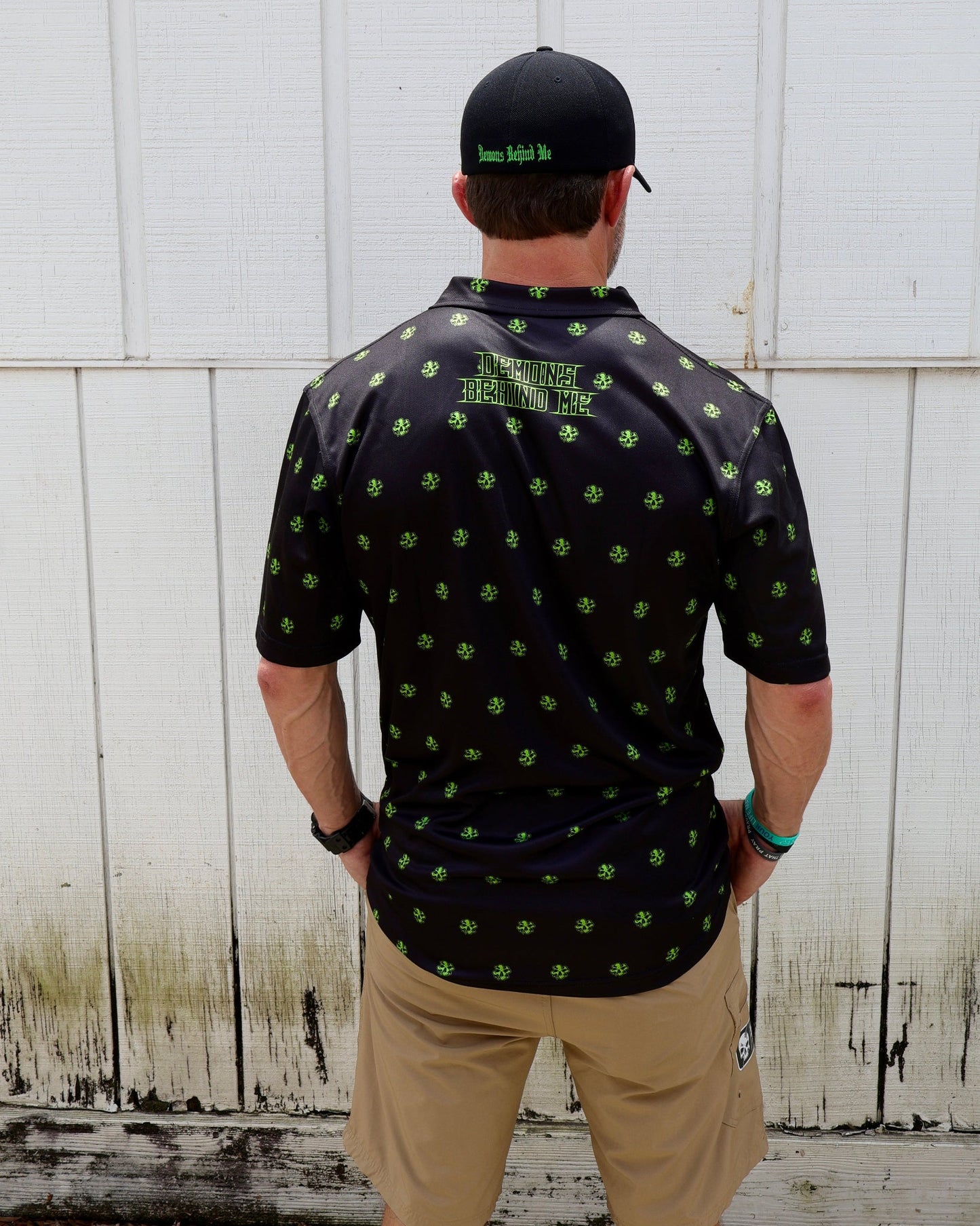 Clover Skull Patterned Performance Polo