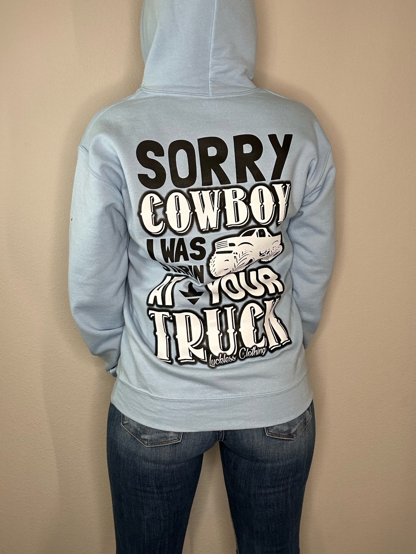 Sorry Cowboy Hoodie | Powder Blue