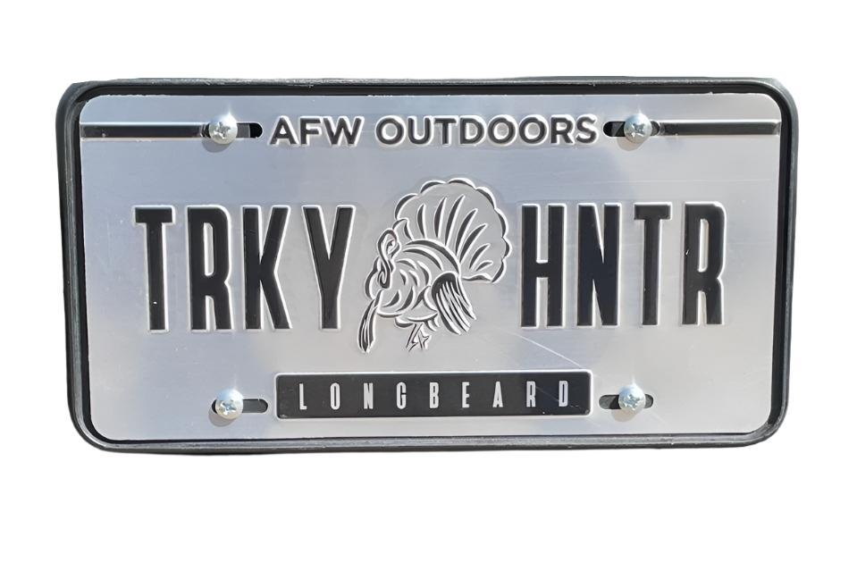 Brushed Aluminum Turkey Hunter License Plate