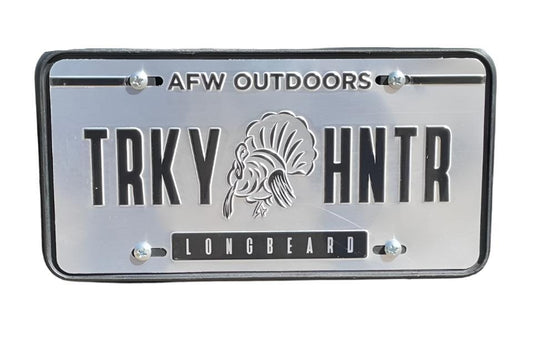 Brushed Aluminum Turkey Hunter License Plate