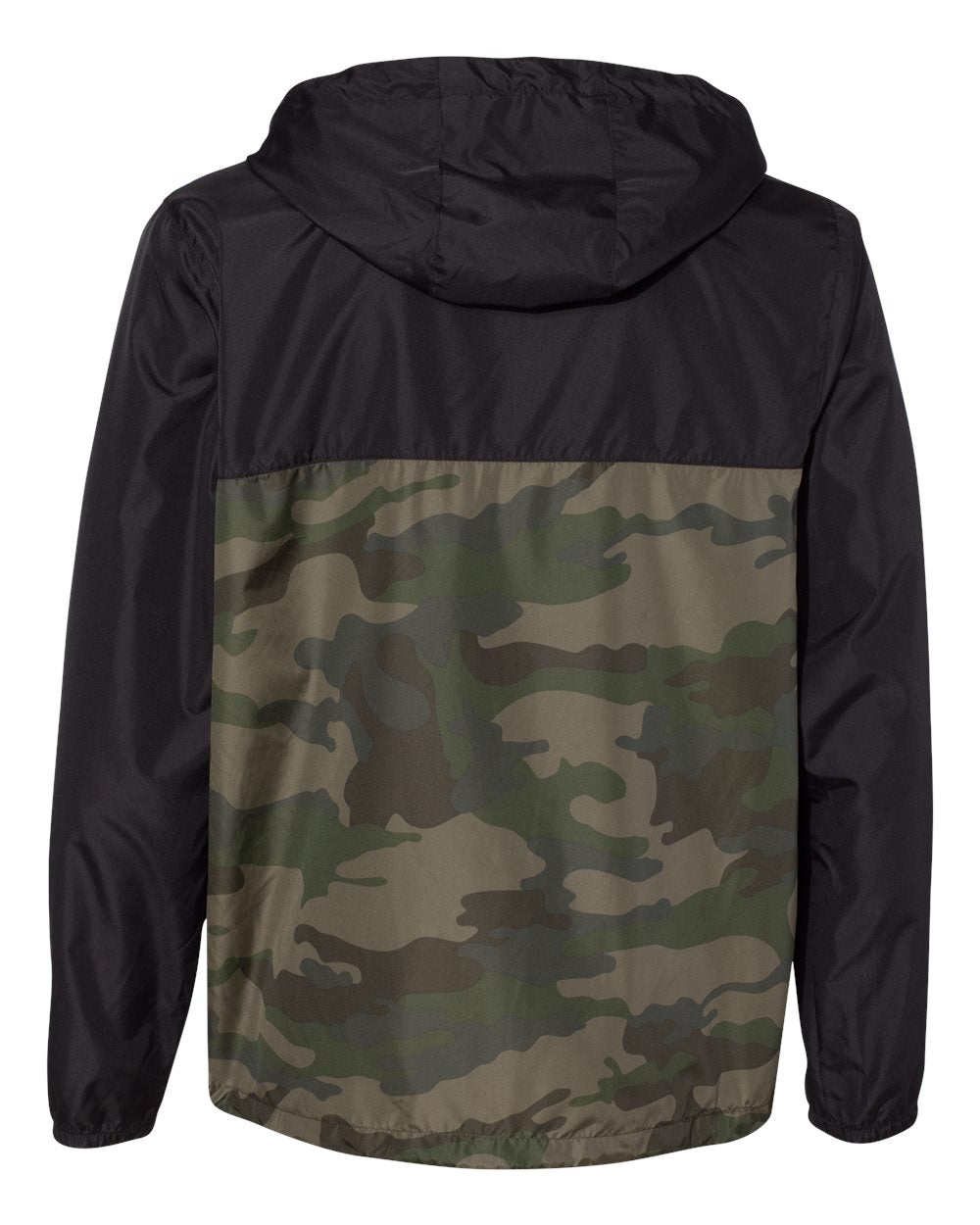 AF Waterfowl Camo and Black Lightweight Full Zip Pullover Windbreaker Jacket - Water Resistant