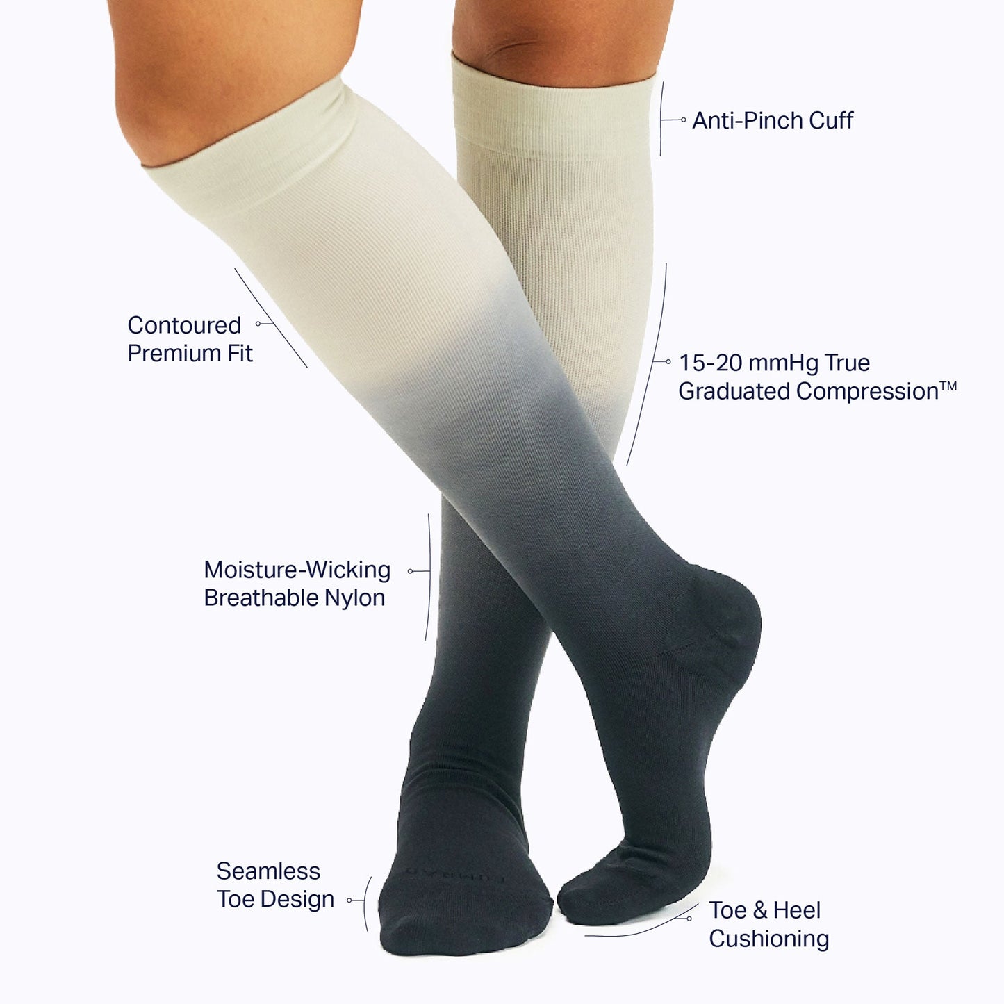Knee-High Compression Socks – Black Ombre