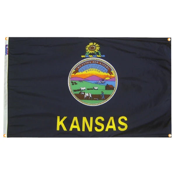 Kansas Flag with Grommets Along the Edges for Wall Hanging