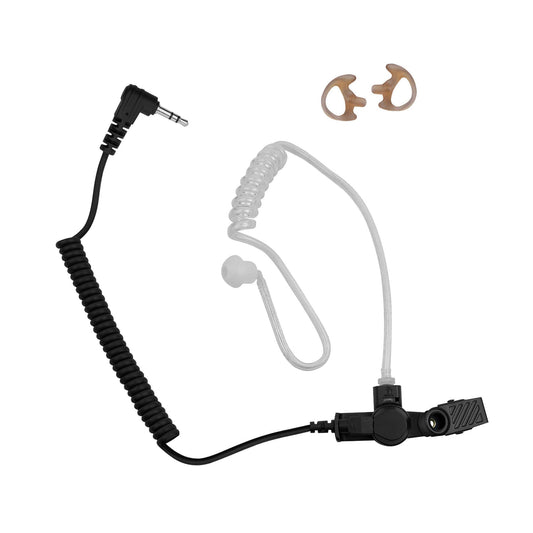 Listen Only 3.5mm Tactical Acoustic Tube Earpiece - Motorola, EF Johnson, Kenwood, Icom, Vertex, Tait, & More - Connects To Speaker Mic