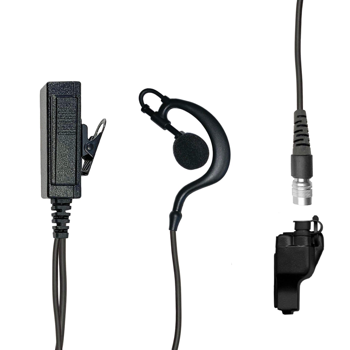 Mic & Ear Hook Earpiece Radio Kit - Quick Disconnect (Hirose) EF Johnson 51SL ES, ASCEND ES, 5000, 5100, 7700, STEALTH SERIES, 5300, 7700, Kenwood VP900, VP600 & More