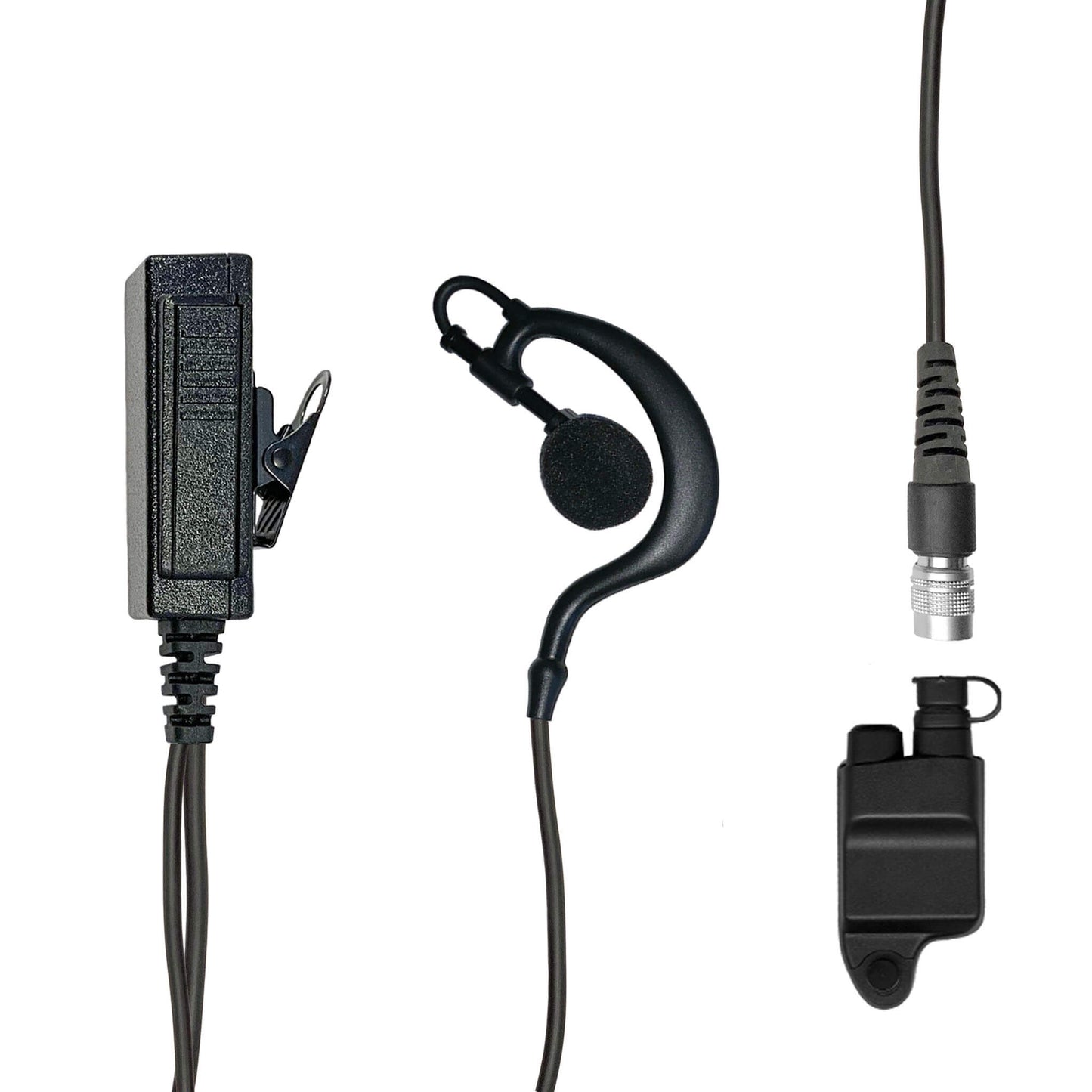 Mic & Ear Hook Earpiece Radio Kit - Quick Disconnect (Hirose) Harris &  M/A-Com 700P/Pi, 710P, P5100 / P7100 / P7200 Series & More