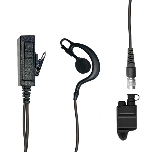 Mic & Ear Hook Earpiece Radio Kit - Quick Disconnect (Hirose) Harris &  M/A-Com 700P/Pi, 710P, P5100 / P7100 / P7200 Series & More