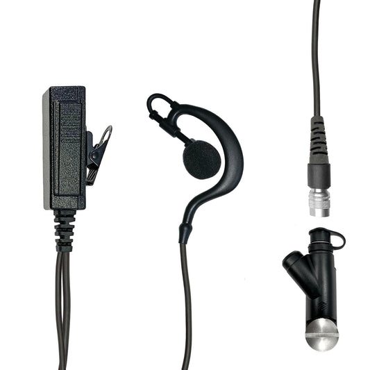 Mic & Ear Hook Earpiece Radio Kit - Quick Disconnect (Hirose) Harris XL-150/P, XG-100/P, XL-185/P/Pi, XL-200/P/Pi, XL-400