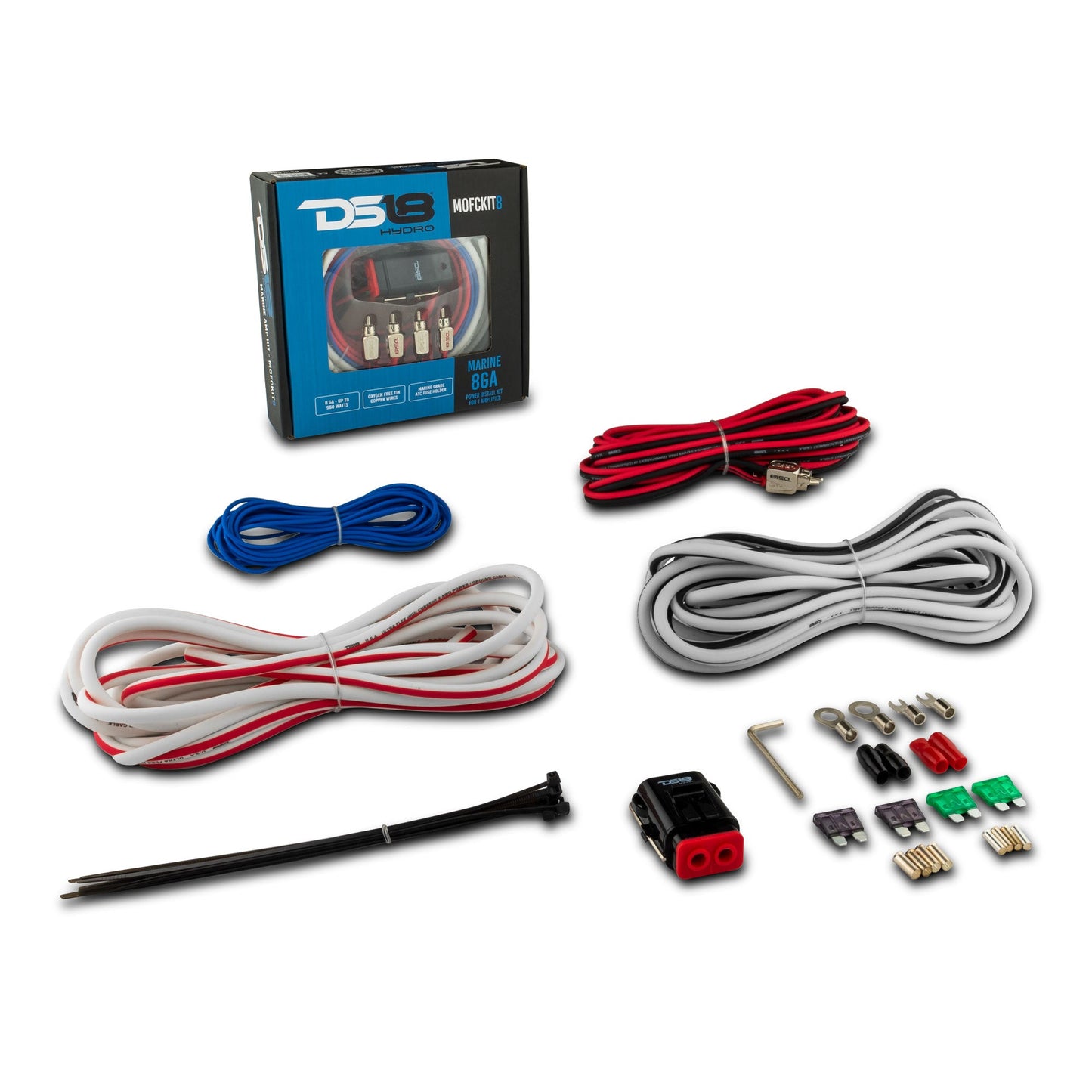 8-GA Marine Tinned OFC Amplifier Installation Kit - WHITE