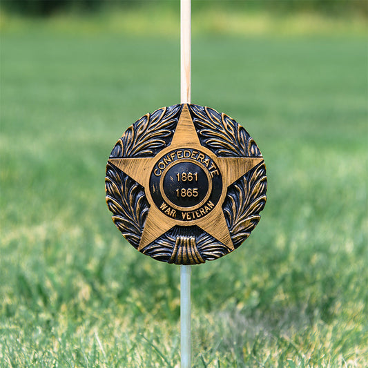 Confederate War Veteran Grave Marker & Flag Holder with Aluminum Ground Spike