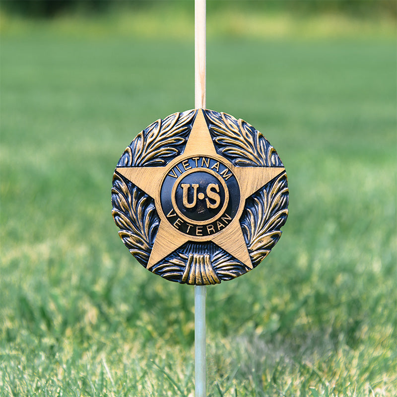 Vietnam Veteran Grave Marker & Flag Holder with Aluminum Ground Spike