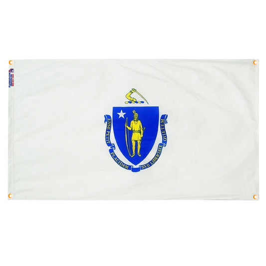 Massachusetts Flag with Grommets Along the Edges for Wall Hanging