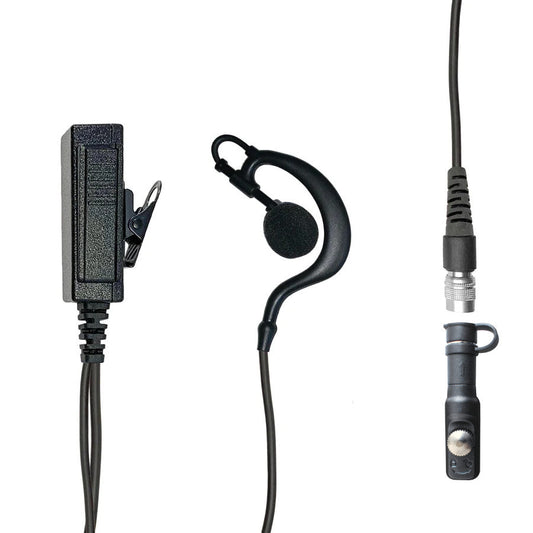 Mic & Ear Hook Earpiece Radio Kit - Quick Disconnect (Hirose) Harris(L3Harris) HDP150, HDP100 Momentum & More