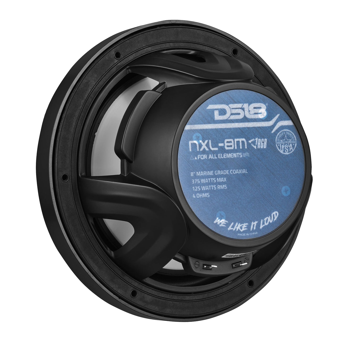 NXL 8" 2-Way Coaxial Marine Speaker With LED RGB Lights 125 Watts Rms 4-Ohm