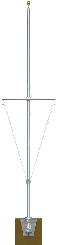 Nautical Aluminum Flagpole with Yardarm - Heavy Duty, Lifetime Warranty - Made in USA