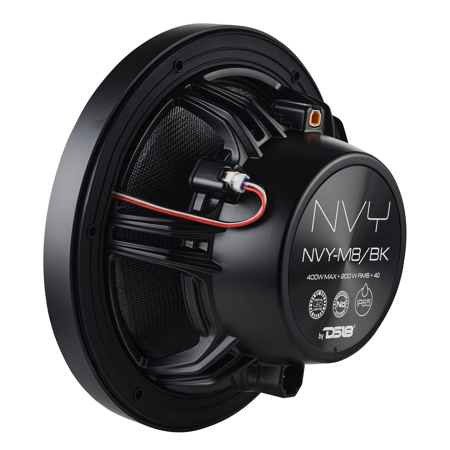 8” Marine Coaxial Speaker With Kevlar Cone, Bullet Tweeter, Neodymium Magnet, and Digital LED Lights | 200W RMS 4-Ohm