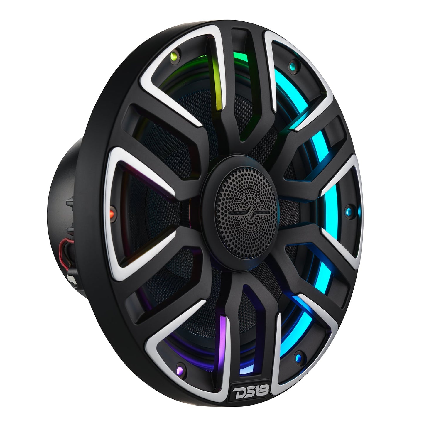 8” Marine Coaxial Speaker With Kevlar Cone, Bullet Tweeter, Neodymium Magnet, and Digital LED Lights | 200W RMS 4-Ohm