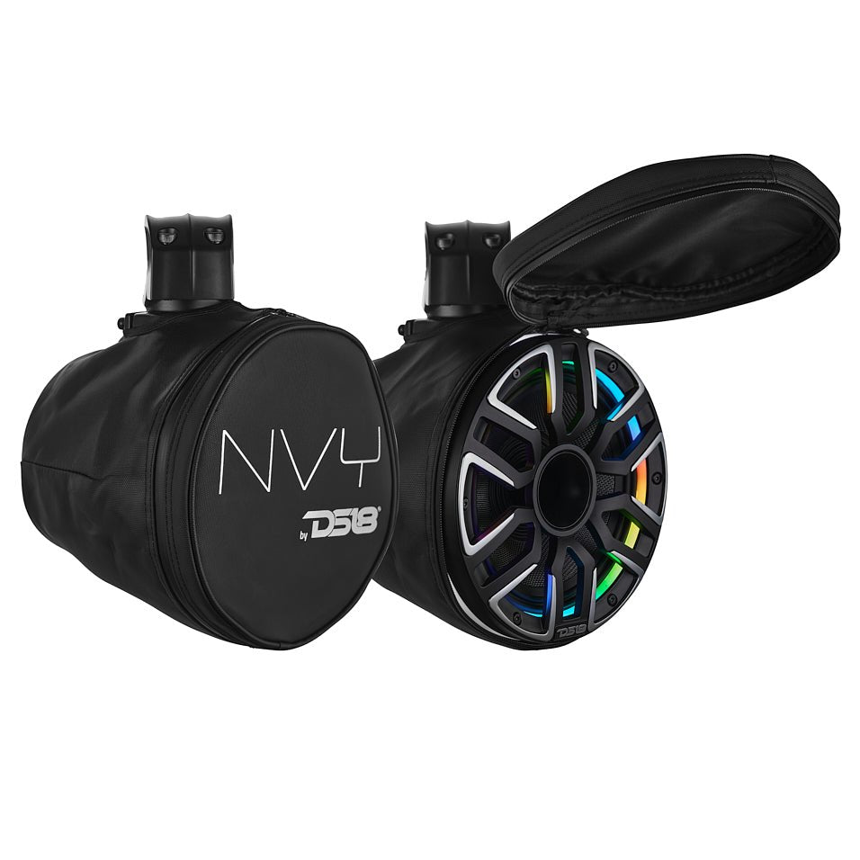 8” Marine Short Tower Speaker With Neodymium Magnet, Kevlar Cone, Compression Driver And Digital LED Lights | 200W RMS 4-Ohm