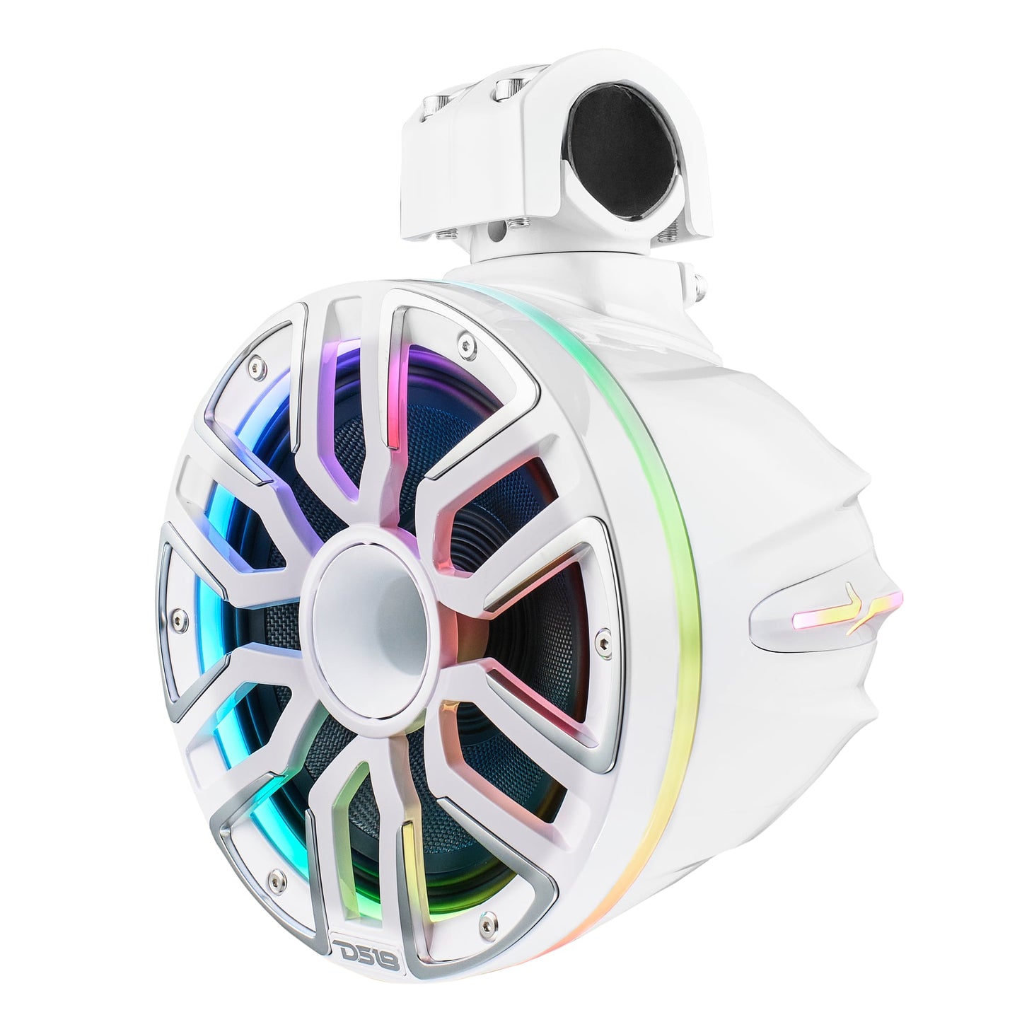 8” Marine Short Tower Speaker With Neodymium Magnet, Kevlar Cone, Compression Driver And Digital LED Lights | 200W RMS 4-Ohm