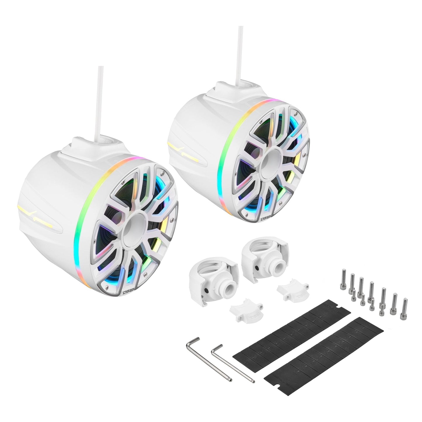 8” Marine Short Tower Speaker With Neodymium Magnet, Kevlar Cone, Compression Driver And Digital LED Lights | 200W RMS 4-Ohm