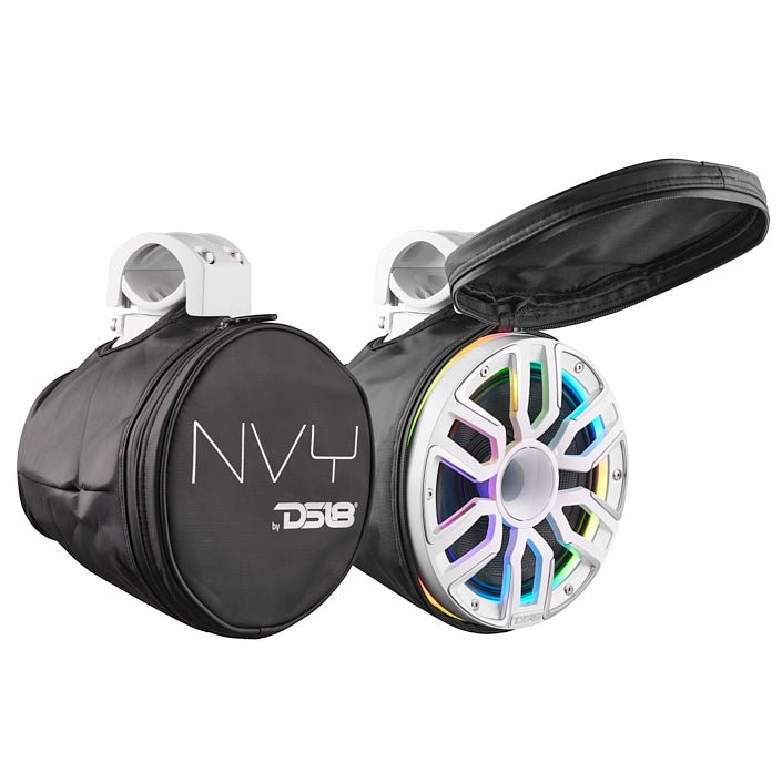 8” Marine Short Tower Speaker With Neodymium Magnet, Kevlar Cone, Compression Driver And Digital LED Lights | 200W RMS 4-Ohm