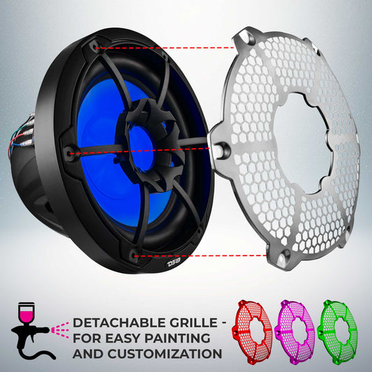 NXL 10" Marine Subwoofer with RGB LED Lights 300 Watts Rms SVC 4-Ohm - Black