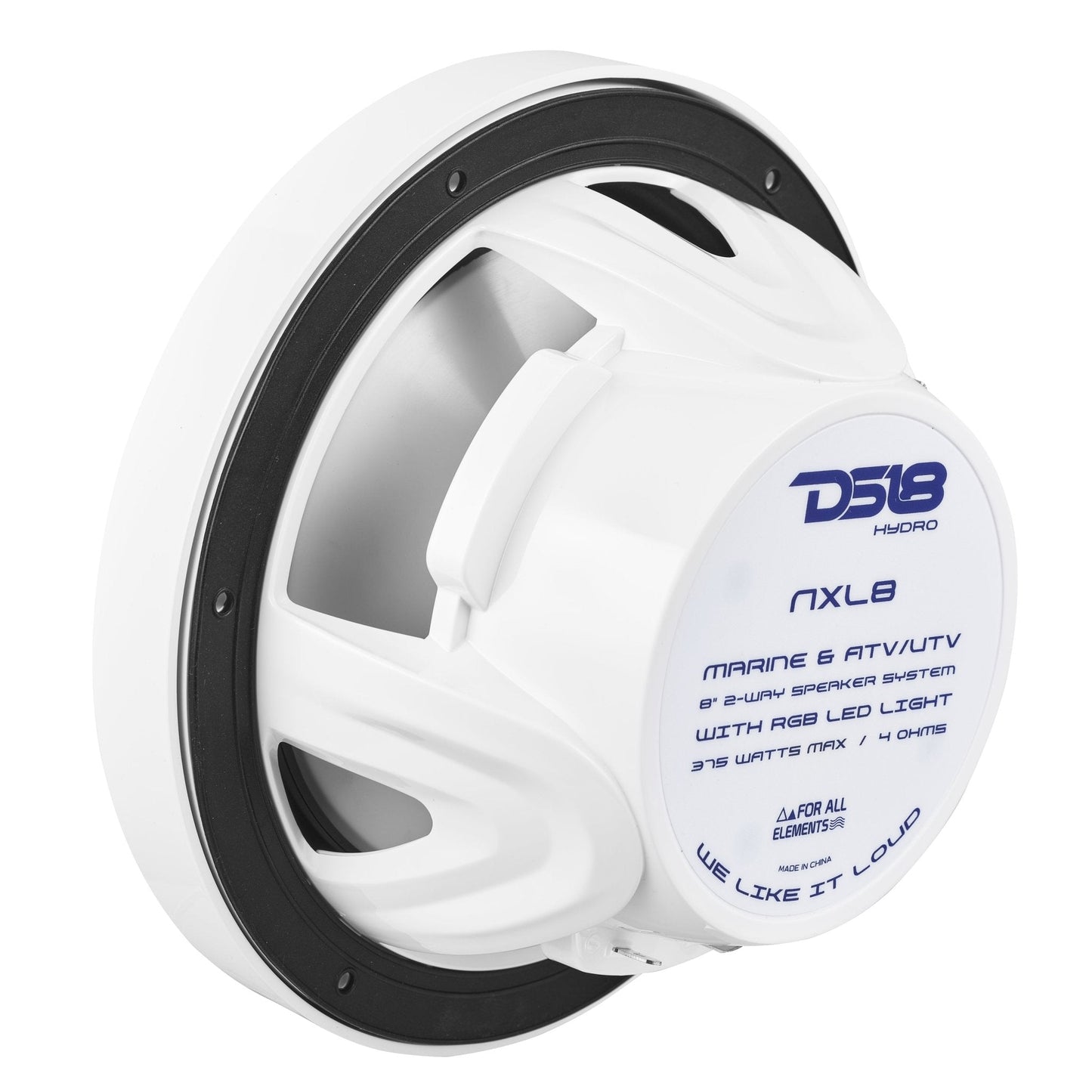 NXL 8" 2-Way Coaxial Marine Speaker with LED RGB Lights | 125W RMS 4-Ohm