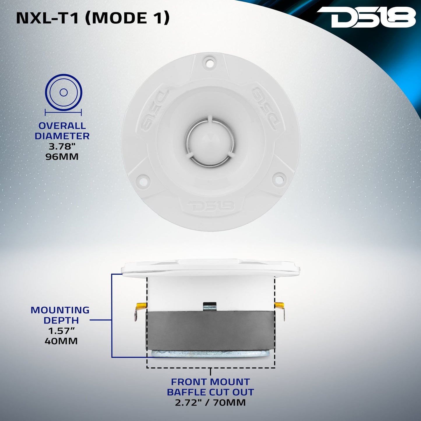 NXL 3.8” Marine Water-Resistant Super Bullet Tweeter with 1” Aluminum Voice Coil | 120W RMS 4-Ohm