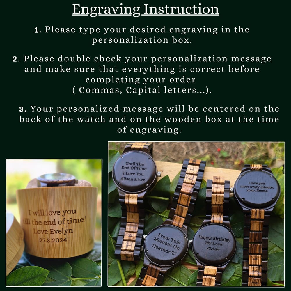 Personalized Handmade Wooden Compass Watch