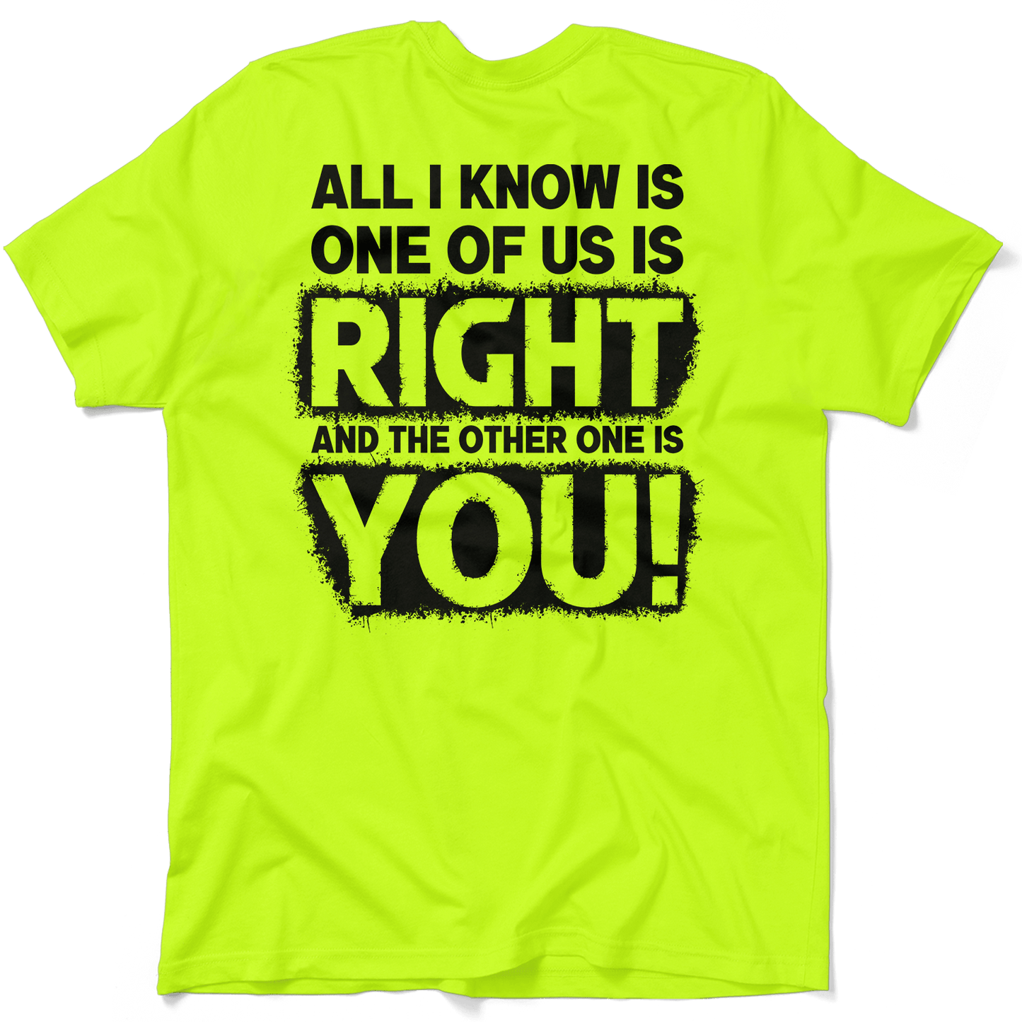 One Of Us Is Right  - Safety Yellow T-Shirt
