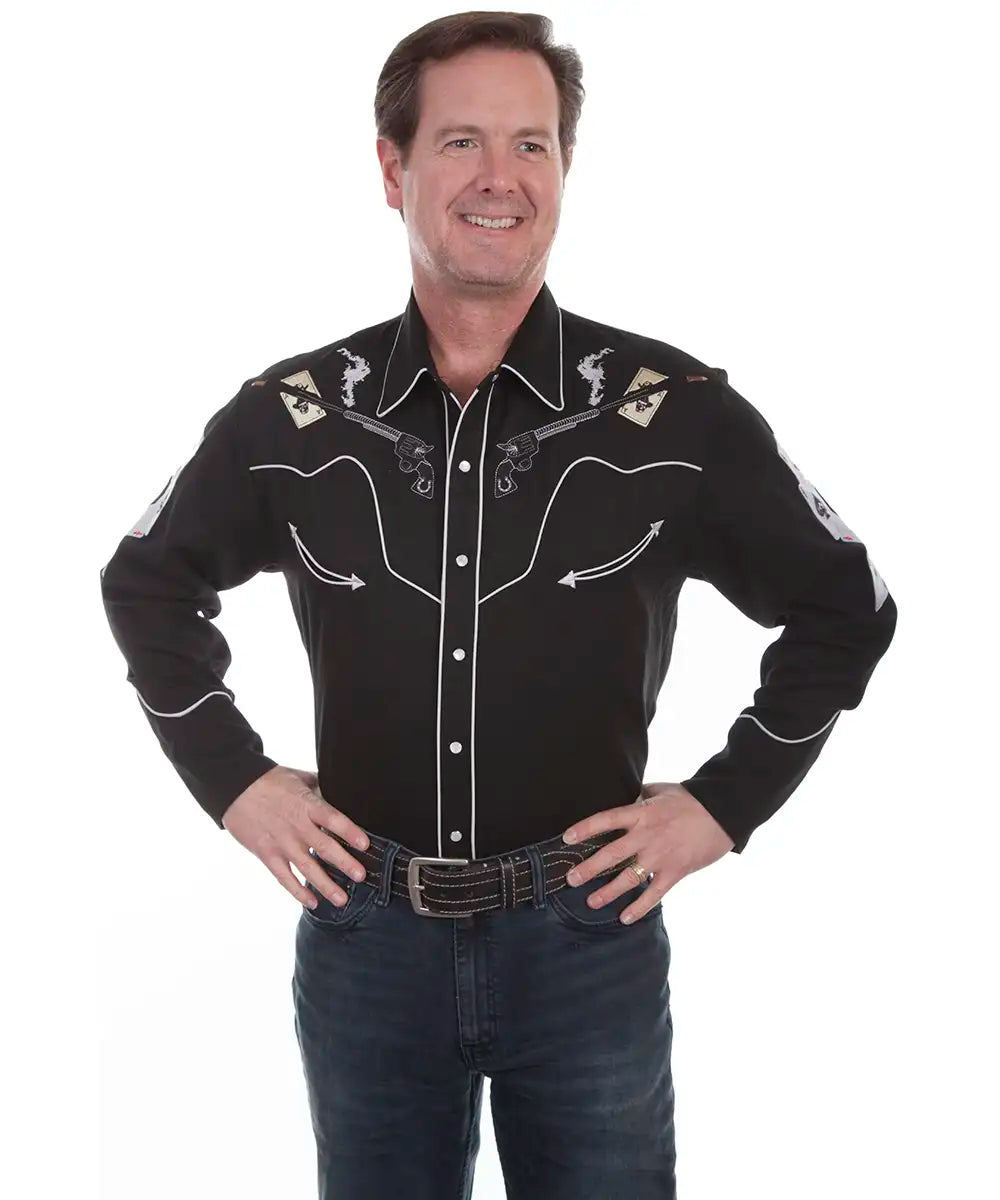 Scully Dead Man's Hand - Embroidered Men's Western Shirt