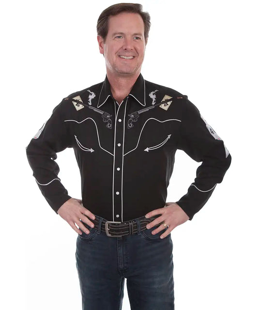 Scully Dead Man's Hand - Embroidered Men's Western Shirt