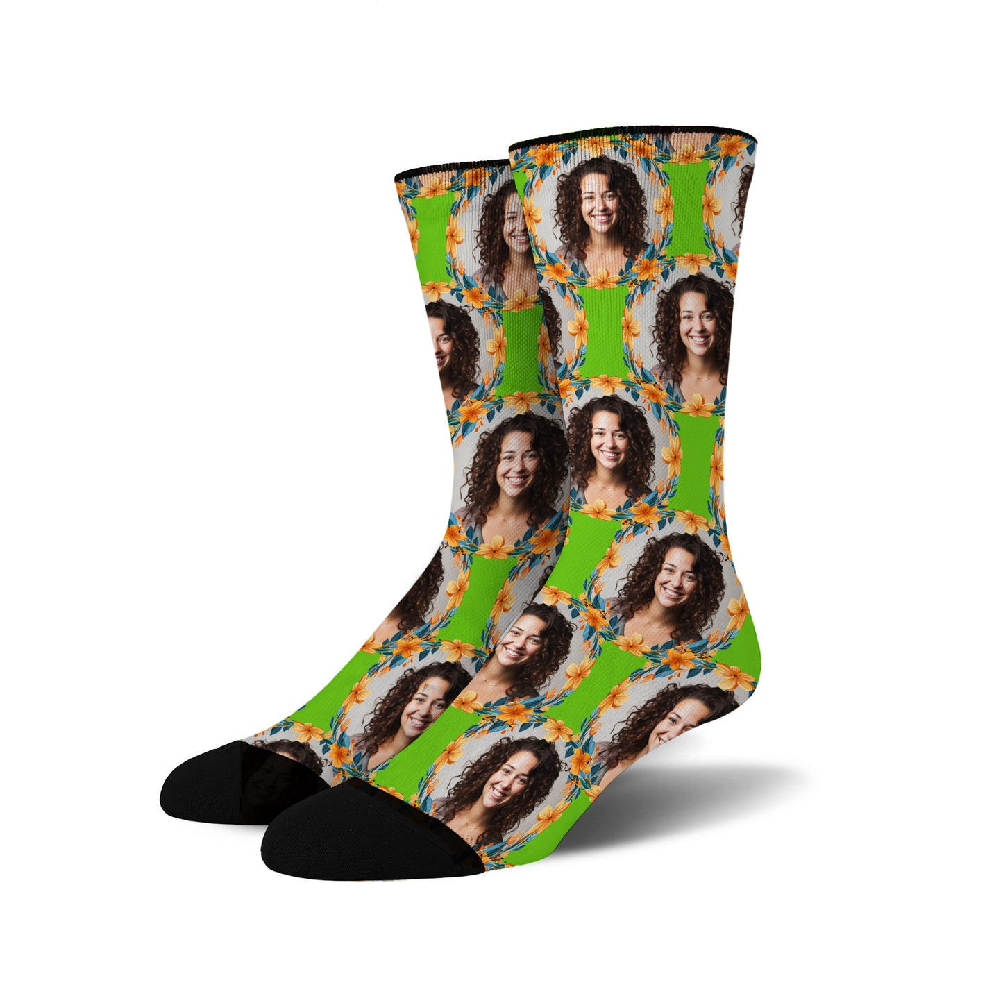 Custom Personalized Photo Flower Socks