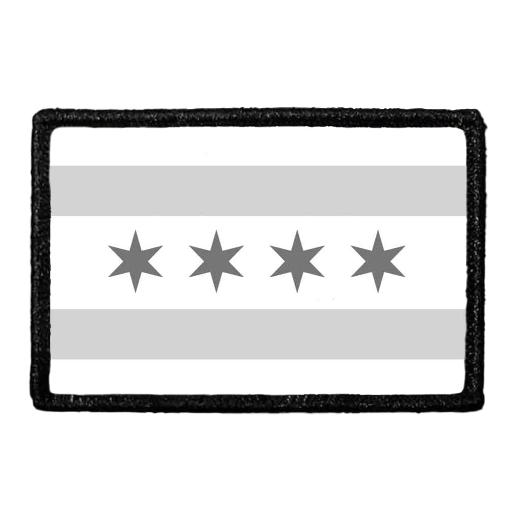 Chicago City Flag - Black and White - Removable Patch