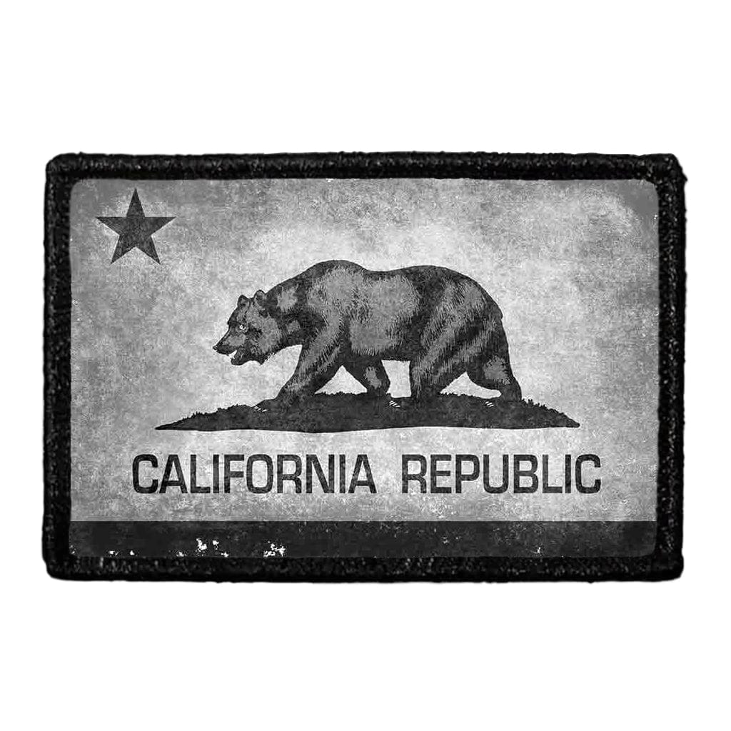California State Flag - Black and White - Distressed - Patch