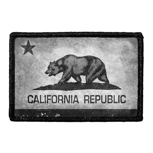 California State Flag - Black and White - Distressed - Patch