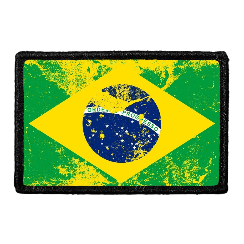 Brazil Flag - Color - Distressed - Removable Patch