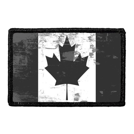 Canada Flag - Black and White - Distressed - Removable Patch
