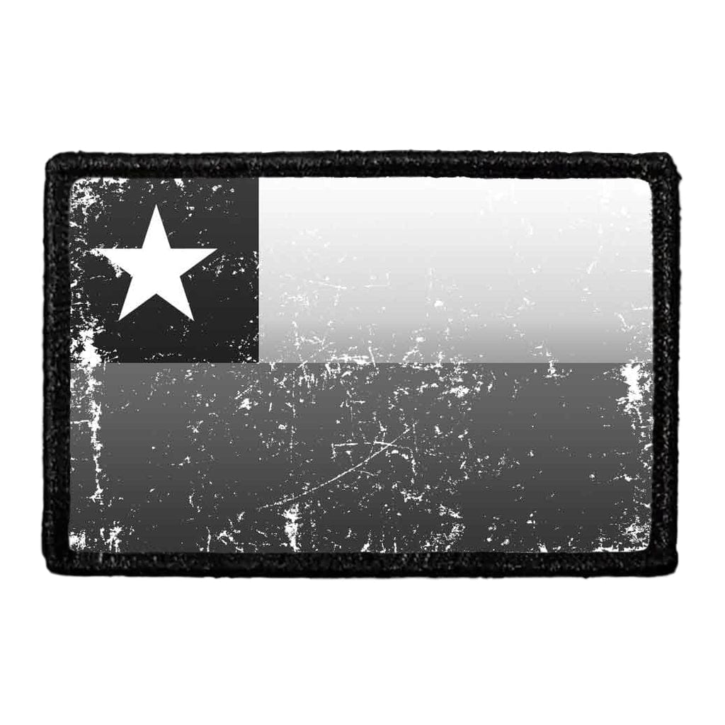 Chile Flag - Black and White - Distressed - Removable Patch