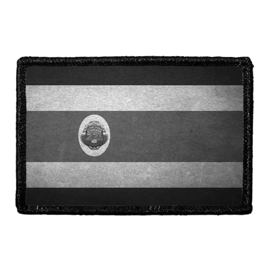 Costa Rica Flag - Black and White - Distressed - Removable Patch