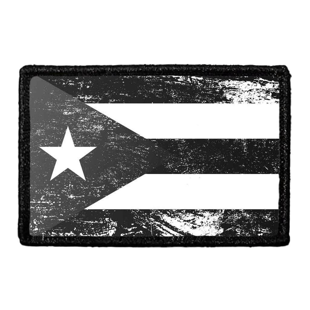 Cuba Flag - Black and White - Distressed - Removable Patch