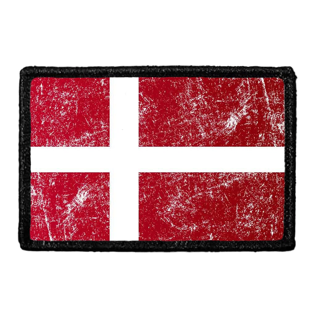 Denmark Flag - Color - Distressed - Removable Patch