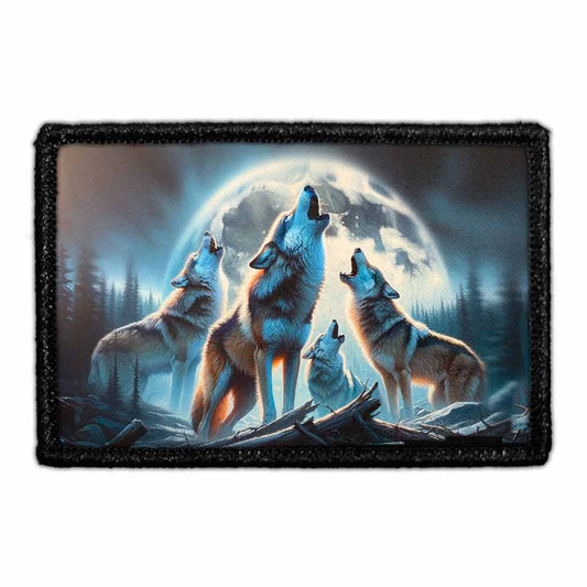 Blue Wolfpack Howling At The Moon - Removable Patch