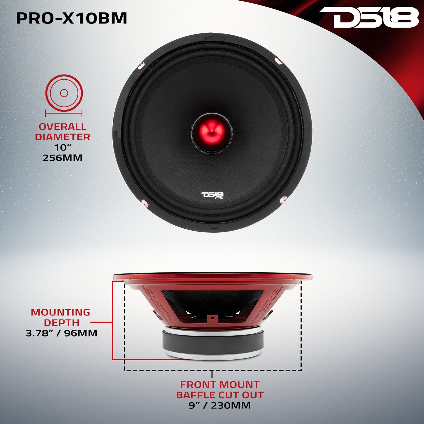 PRO-X 10" Mid-Range Bullet Loudspeaker | 300W RMS 8-Ohm